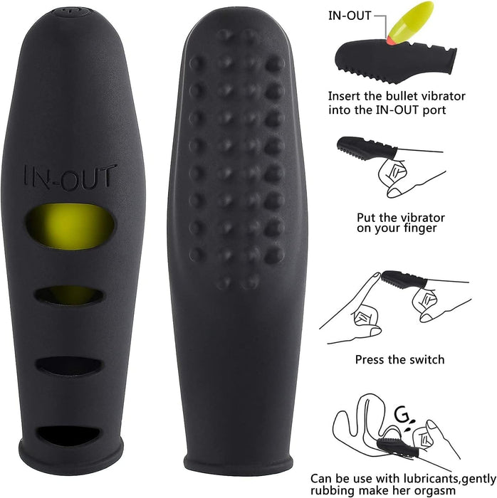 Silikoninis erotinis piršto vibratorius moterims ir poroms su baterijomis