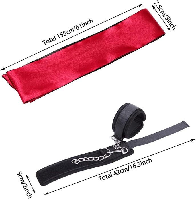 Handcuffs with satin eye mask - a set of pleasure and games