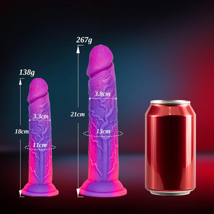 Butt Plug treniruočių rinkinys: 18 cm ir 21 cm silikoniniai dildo su stipria prisiurbimo baze