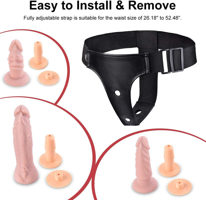 Keturiais švelniais silikoniniais dildo su reguliuojamu diržu