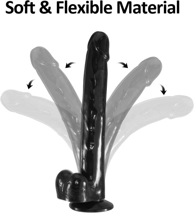 Realistinis 37.5 cm didelis dildo su stipria prisitvirtinančia siurbtuko baze