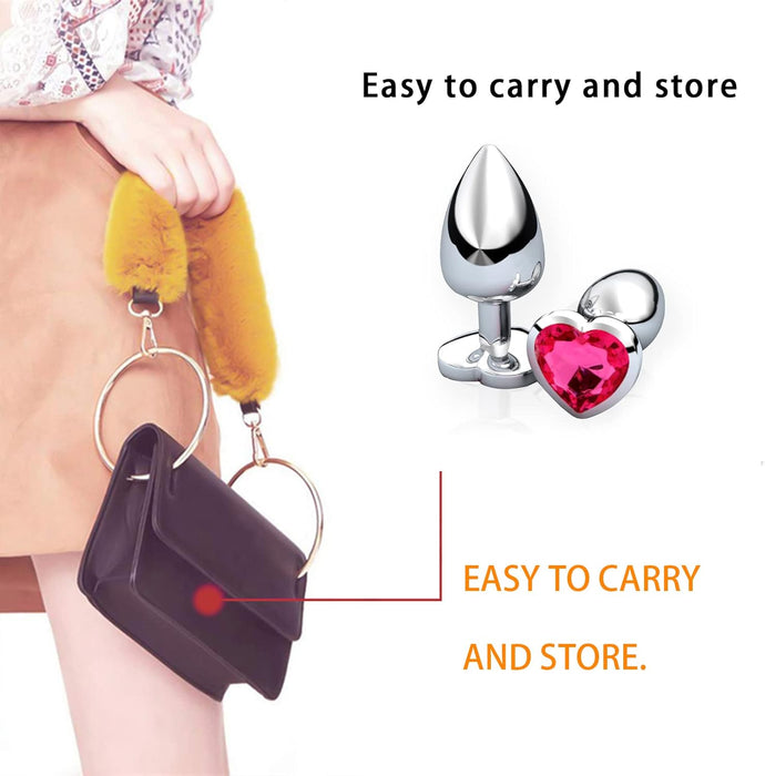 2 Crystal Anal Plugs – Metal Heart Shaped for Beginners