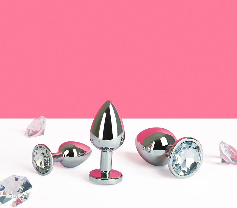 Elegant 3-piece aluminum anal plug set with crystal