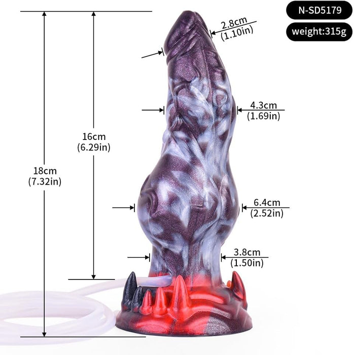 Fantasy-shaped silicone dildo with spray function and suction cup