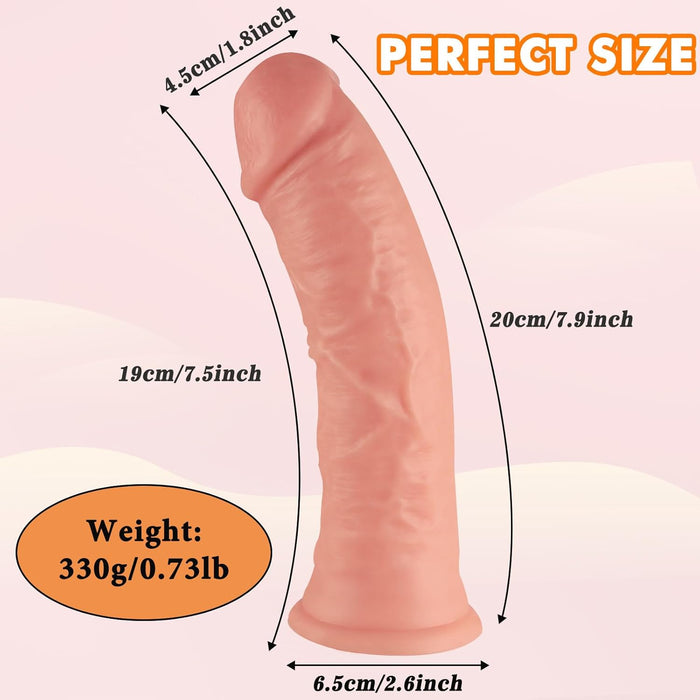 19 cm realistiškas dildo su stipria prisitvirtinimo siurbtuku – odos pojūtis