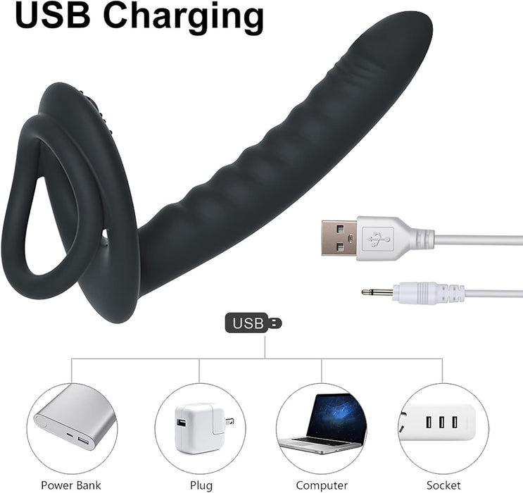 3-in-1 poros poros vibratorius porų malonumui su silikono gaubtu ir nuotoliniu valdymu