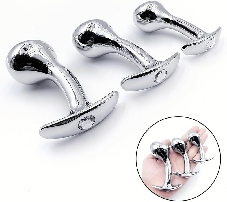 Metaliniai analiniai kaiščiai 3 dydžių komplekte – prostatos stimuliacija vyrams ir moterims