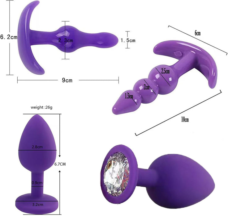 Plugų rinkinys su vibracija moterims ir vyrams – seksualinė stimuliacija ir komfortas