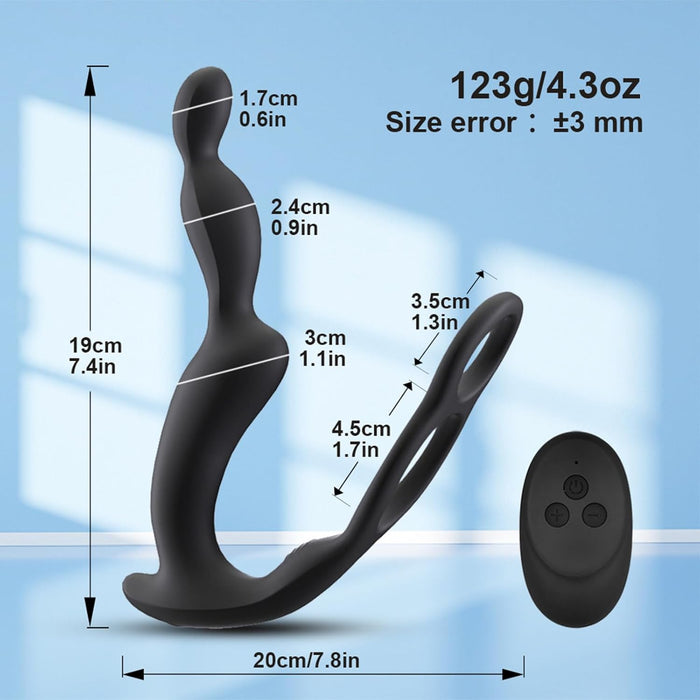 3 Motor Anal Vibrator for Men with Prostate Stimulation and Penis Ring