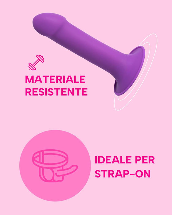 Spalvingas silikoninis dildo su stipriu prisispaudimu, atsparus vandeniui