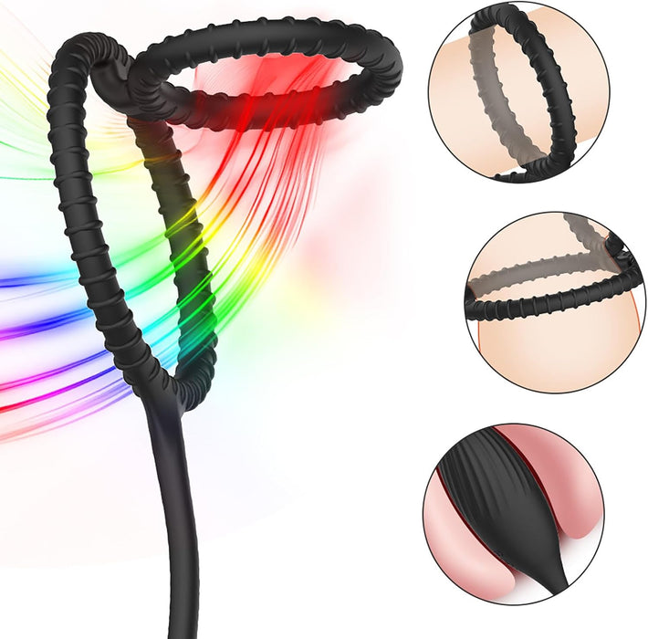 Prostate massager with penis ring and 10 vibration modes for men