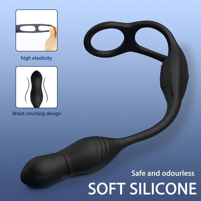 3-IN-1 Anal Vibrator for Men with Remote Control and 3 Double Rings