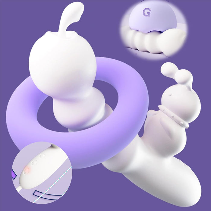 Silicone heated rabbit vibrator with 4 functions for women