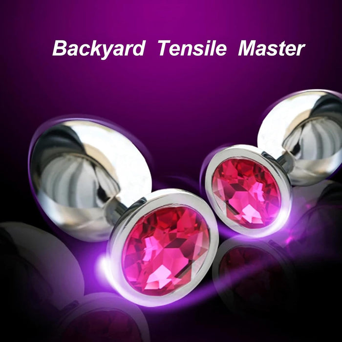 3-piece metal anal plug set with crystal diamond and sex toys