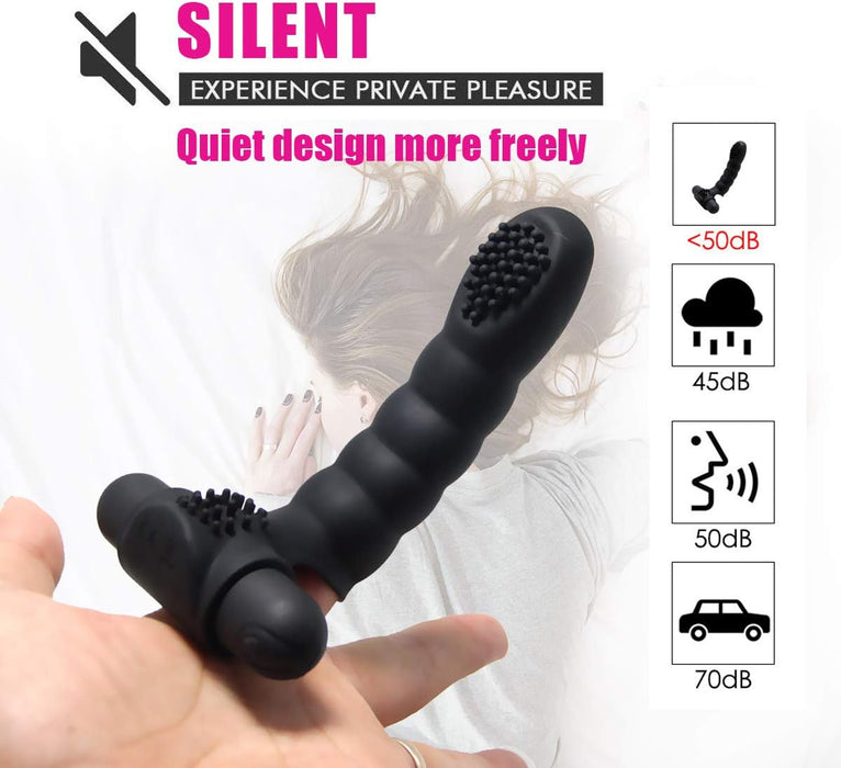 Silicone erotic finger vibrator with G-spot and clitoral stimulation