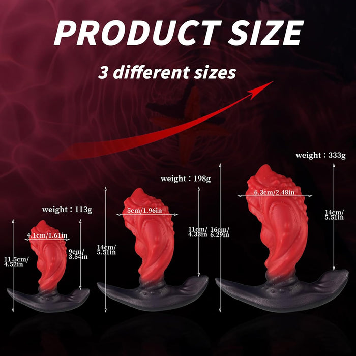 Ergonomiškas silikoninis analinis kaištis su T-formos baze ir masažo paviršiumi