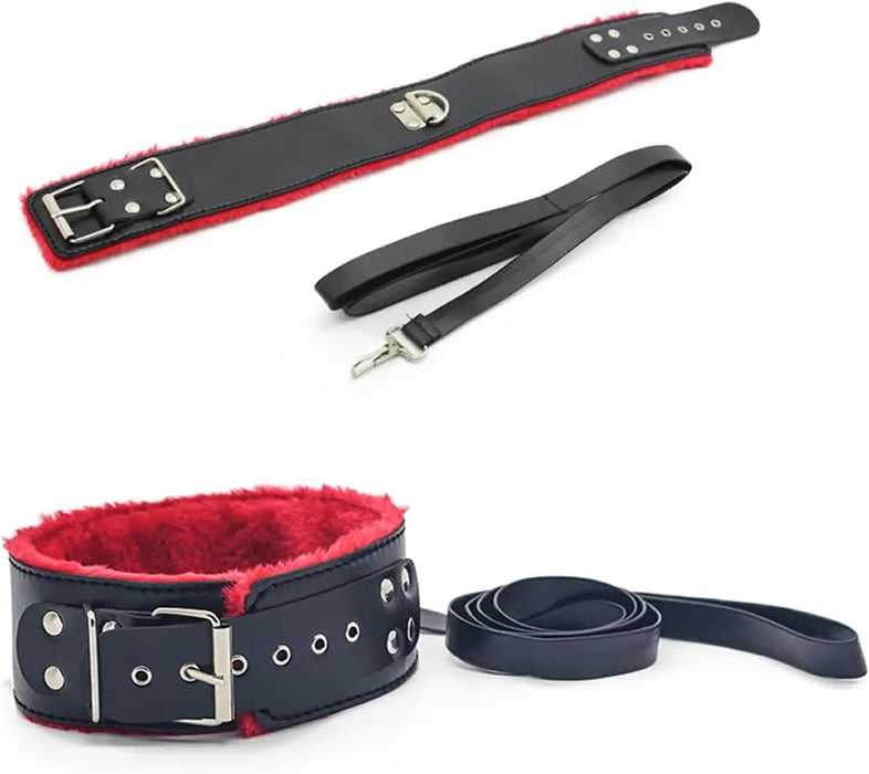 Pliušinis Bondage Rinkinys su Rankogaliais ir Pėdų Antrankiais – 10 Dalių Komplektas