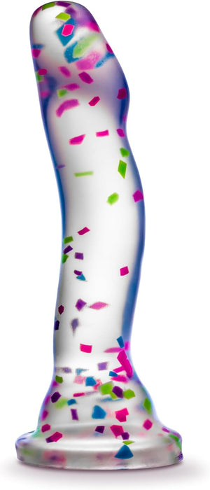 Innovative 7.5 inch silicone dildo with confetti and glow in the dark