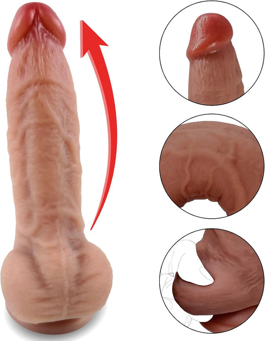 Realistic silicone dildo with strong suction cup, 20 cm