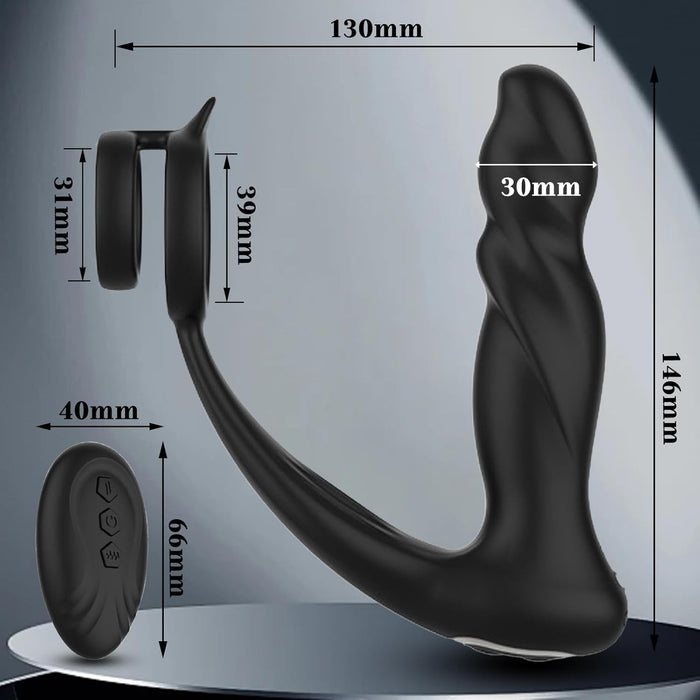 2-in-1 Analinis Vibratorius Vyrams su 10 Vibracijų Režimų ir Dvigubu Varpos Žiedu