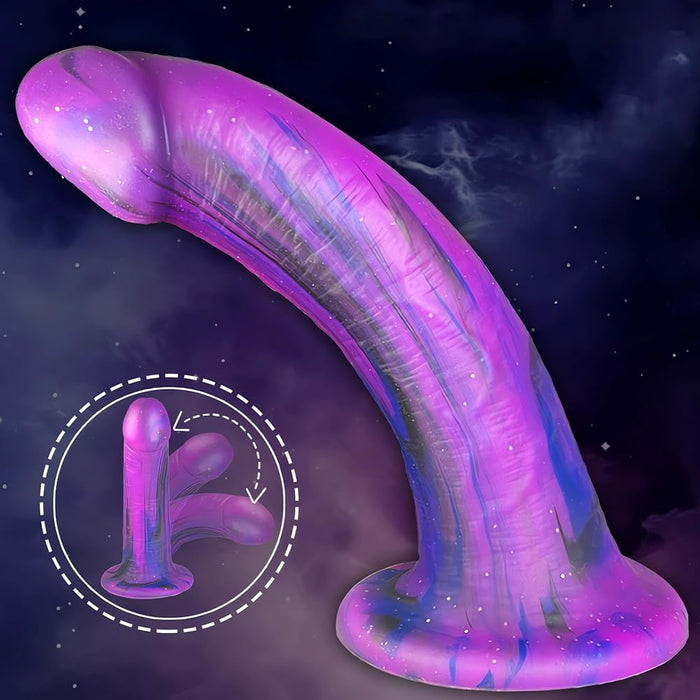Flexible soft silicone dildo with realistic design and strong attachment base