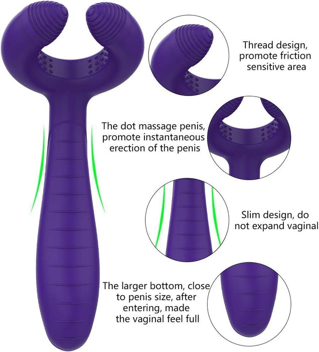 Silikoninis trigubas vibratorius poroms su 7 režimais — stimuliacija klitoriui, G taškui ir prostatai