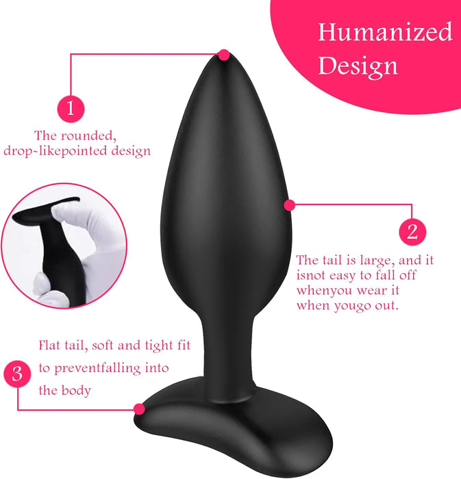 3-piece silicone anal plug set with different sizes for pleasure