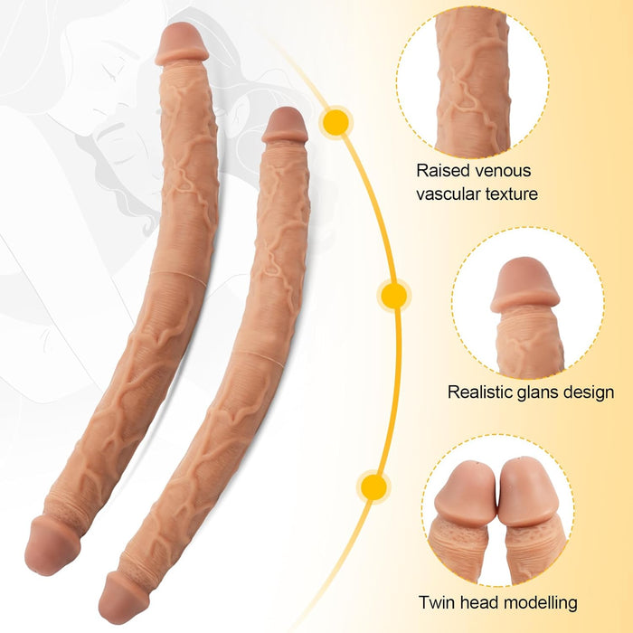 Dvigubas minkštas silikoninis dildo 43 cm – reguliuojamo formos, didelio dydžio