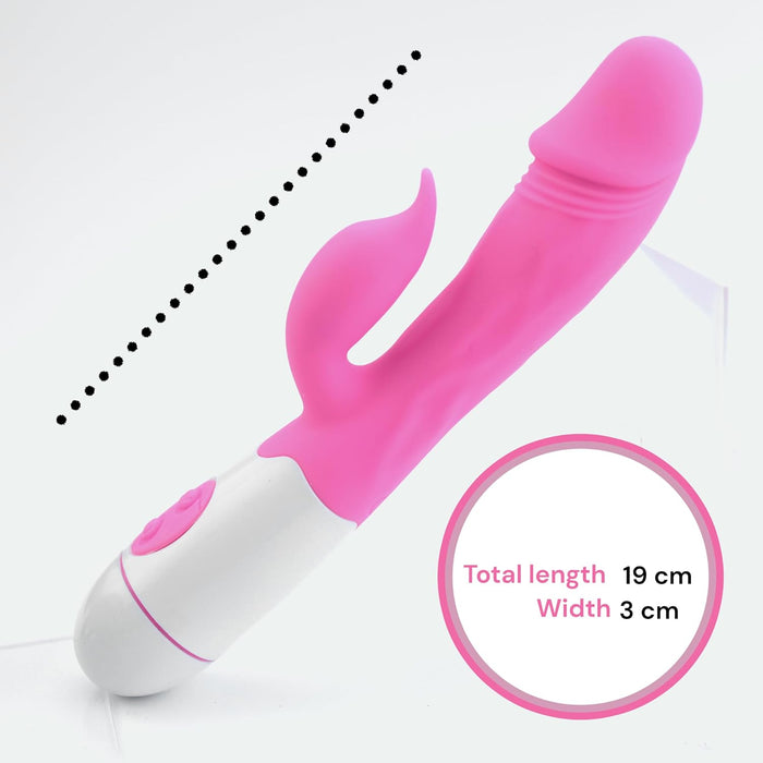 Rabbit Vibratorius su klitorės ir G-taško stimuliacija, 19 cm ilgio, rožinis