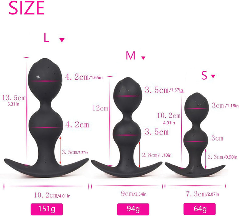 Silicone Anal Plug with 2 Moving Balls for Prostate Massage