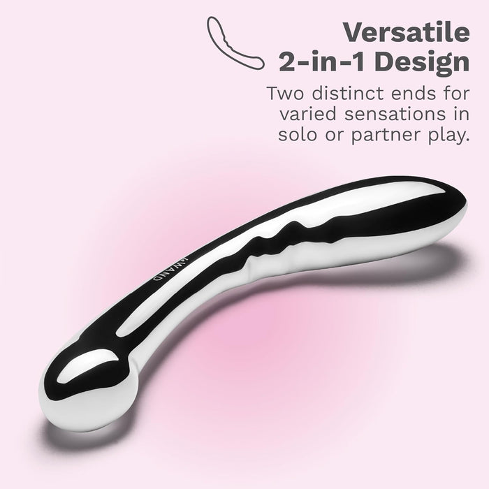 Halbmondinis formos prostatos masažuoklis su dviem galais iš nerūdijančio plieno