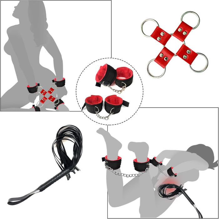 39-Piece Erotic Sex Toy Set for Couples – Red Restraint Set