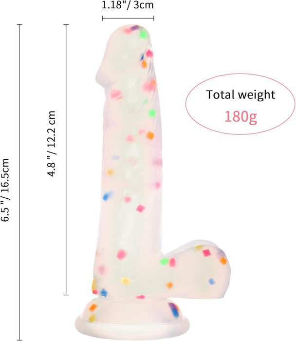 16.5 cm Skaidrus Silikoninis Dildo su Flared Pagrindu ir Siurbtuku