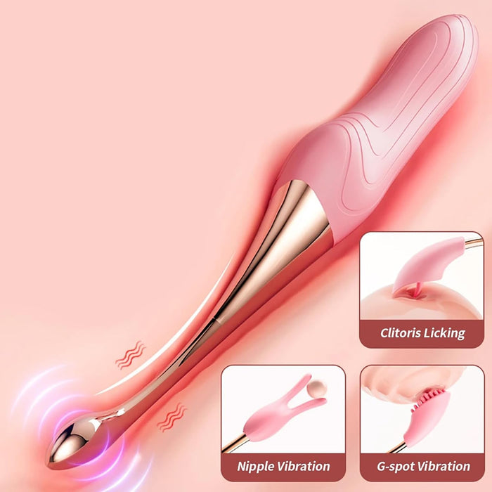 High-frequency G-spot and clitoral stimulator with 10 vibration modes and interchangeable heads