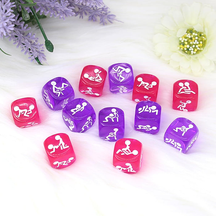 2-piece love game dice set for couples - 12 positions for flirting