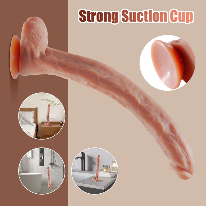 43 cm ilgio silikoninis realistiškas dildo su stipriu prisiurbimo tašku ir G taško stimuliacija
