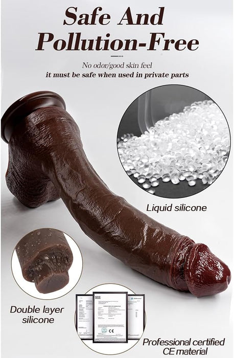Realistic silicone dildo with strong screw-on cushion - comfortable and safe