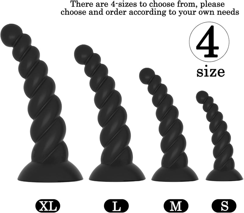 Silicone Spiral Design Anal Plug with Strong Suction Base