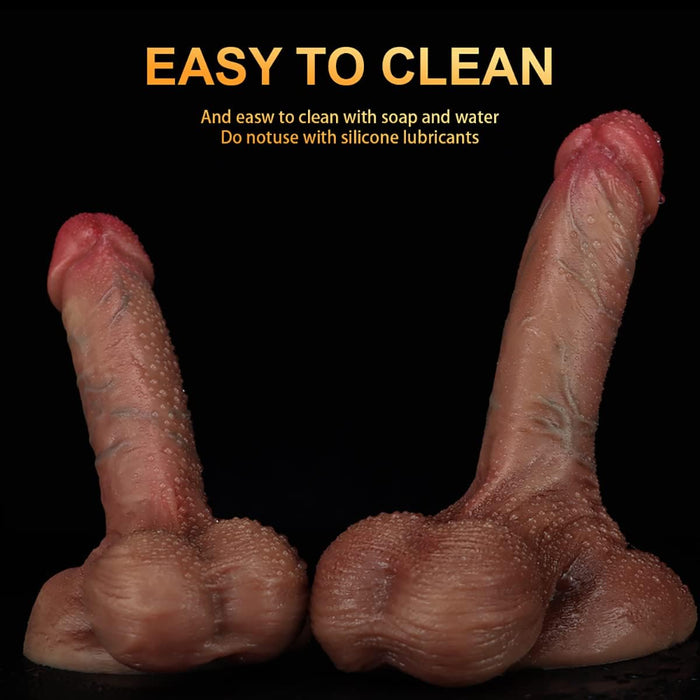 Realistic silicone dildo with strong screw-on foot, 2 sizes