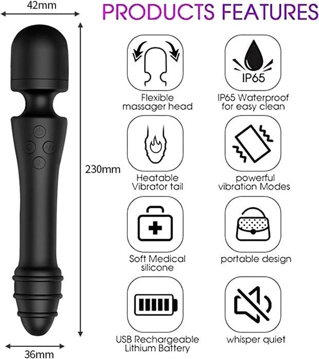 Dvivietis vibratorių masažuoklis su 10 vibracijos režimų ir šildymo funkcija moterims