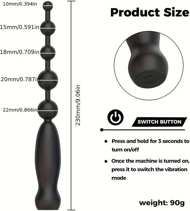 Analinis vibratorius su 10 vibracijų režimų ir unikaliu karoliukų dizainu