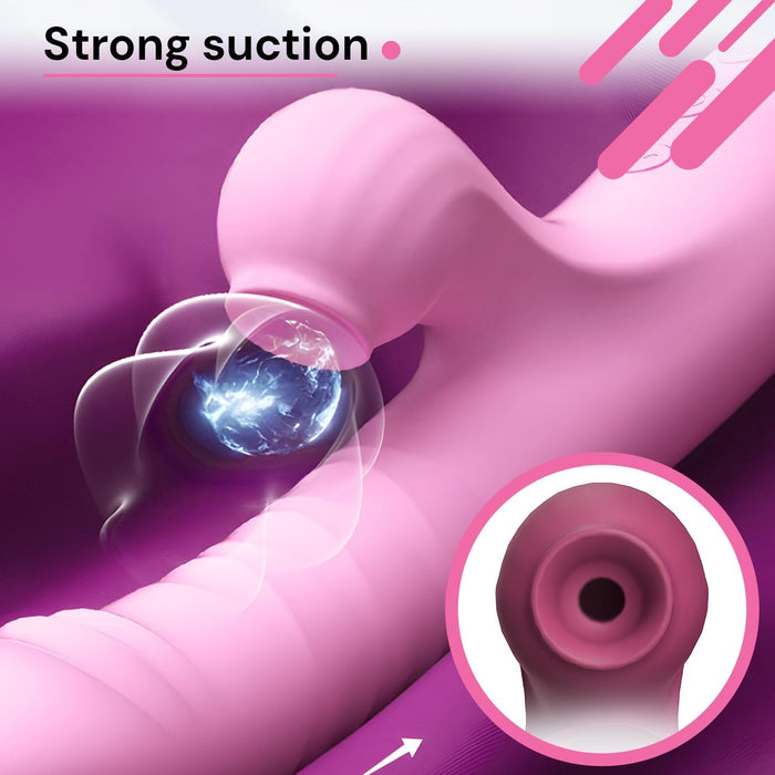 24cm Vibrator su 10 režimų vibracija ir stipriai veikianti siurbimo funkcija moterims