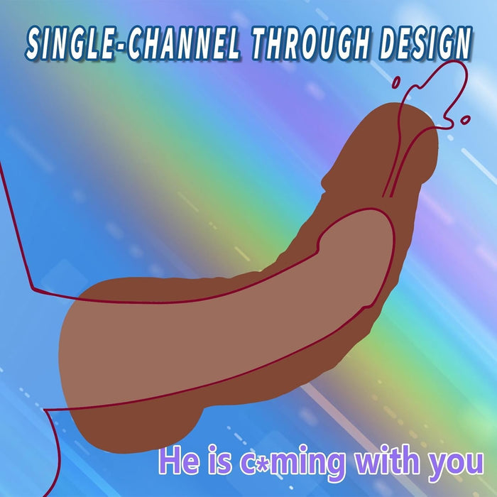 Unikalus 2-in-1 vyriškas masturbatorius su 9 colių dildo ir dviem įėjimais