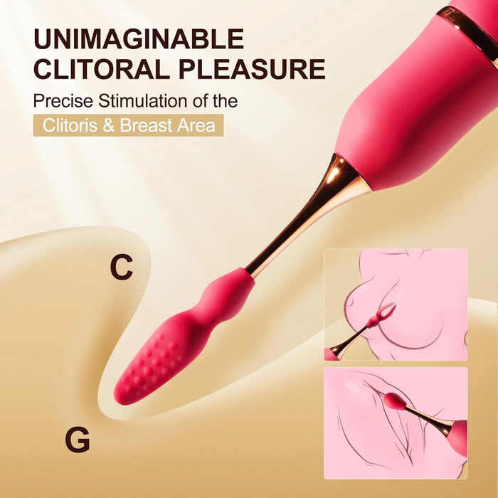 Moteriškas aukšto dažnio silikoninis vibratorius su 7 vibracijos režimais ir keičiamais galvutėmis