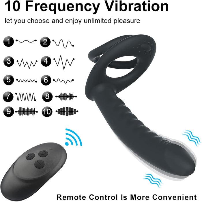 3-in-1 poros poros vibratorius porų malonumui su silikono gaubtu ir nuotoliniu valdymu