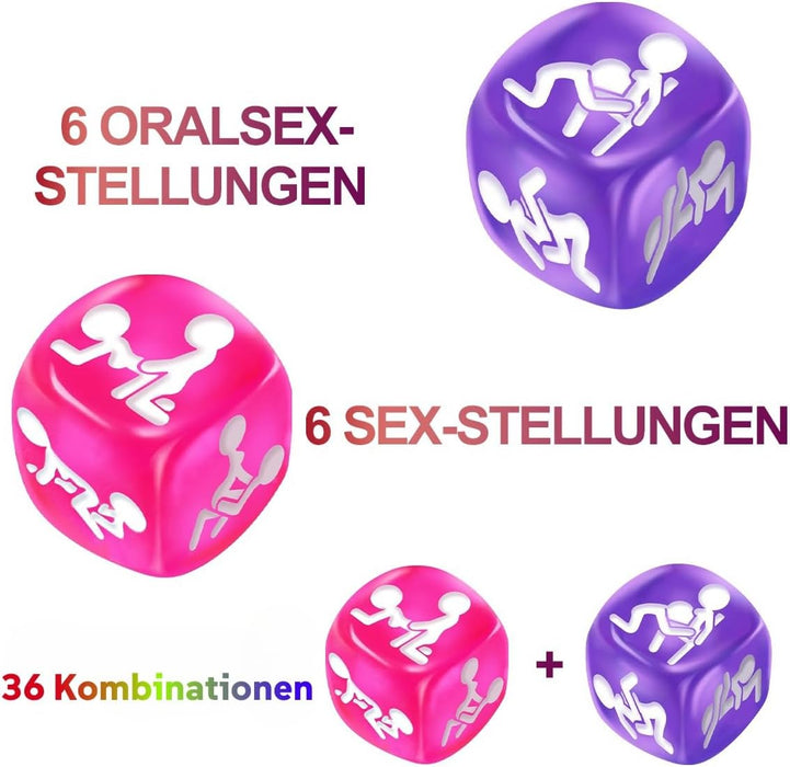 2-piece love game dice set for couples - 12 positions for flirting