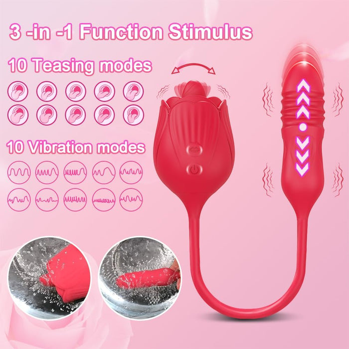 Zungenleckvibrator mit 10 Schubmodi – Leistungsstarker, wasserdichter G-Punkt Dildo für Paare