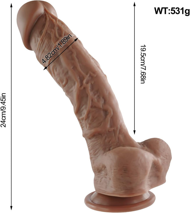 Realistiškas silikoninis dildo su stipria prisitvirtinimo pagrindu ir G taško stimuliacija