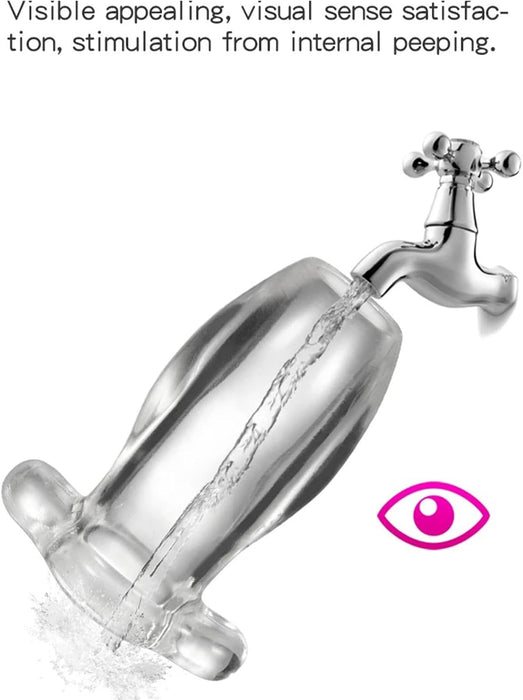 TPE skaidrus tuščiaviduris analinis kaištis su sustojimu ir analiniu tuneliu M/L