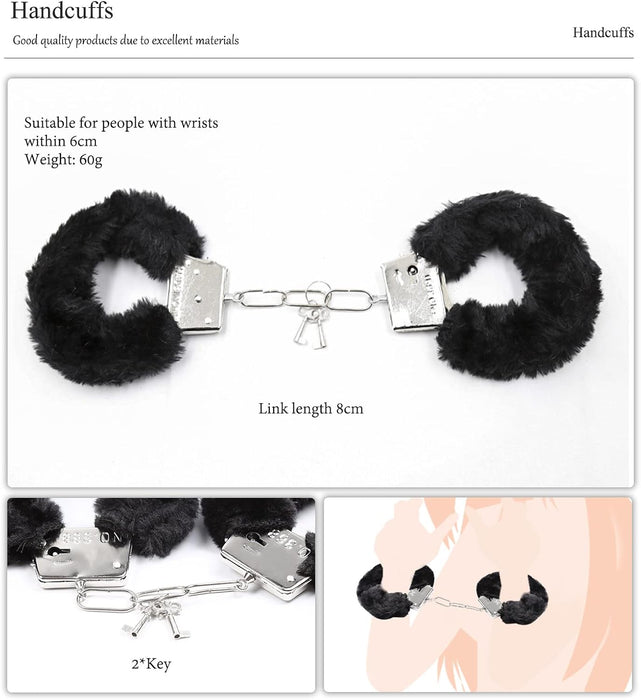 6-piece Cosplay set with tail, handcuffs and eye mask for couples